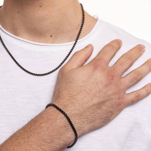 Brand Gioielli Collezione Eternal Collana Catena Basket pvd nero - immagine 3