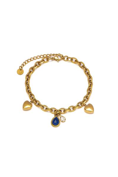 VESTOPAZZO ROMA BRACCIALE CUORI E PIETRA BLU
