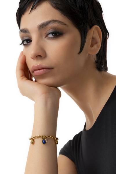 VESTOPAZZO ROMA BRACCIALE CUORI E PIETRA BLU - immagine 3